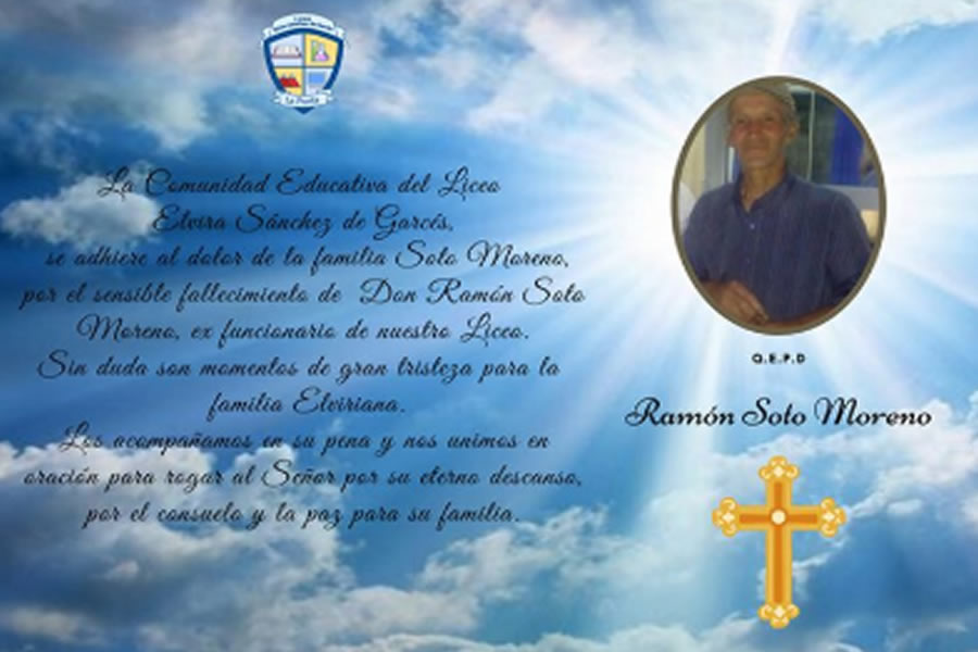 A Nuestro Querido Ex compañero de labores, Don Ramón Soto Moreno…