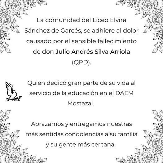 Nos adherimos al dolor de la partida de don Julio Silva Arriola QPD