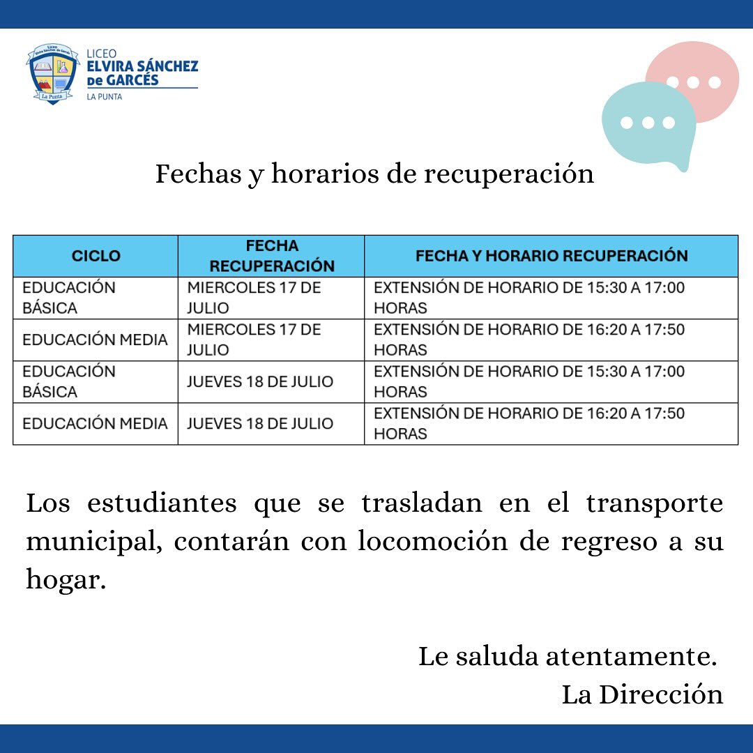 Jornada de Recuperacion de Clases.