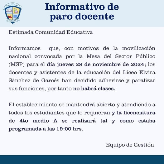 informativo Paro Profesores.