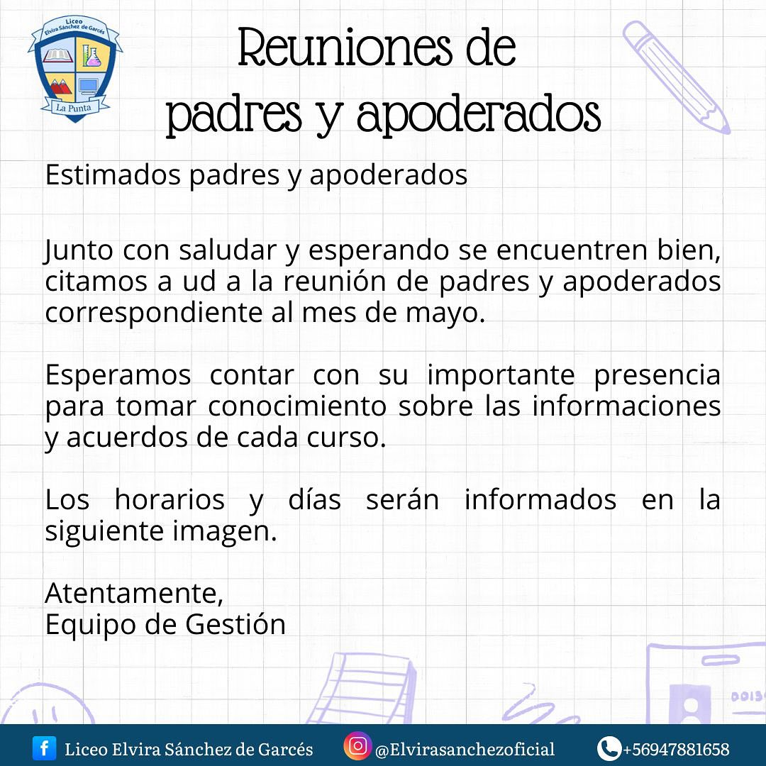 Reuniones de Apoderados Mayo